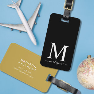 Monogram och kalligrafi med redigerbar bakgrund bagagebricka