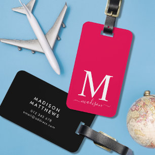 Monogram och kalligrafi med redigerbar bakgrund bagagebricka