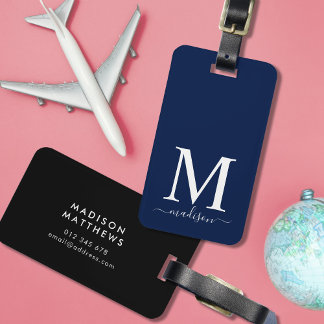 Monogram och kalligrafi med redigerbar bakgrund bagagebricka