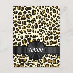 Monogram och leoparder vykort