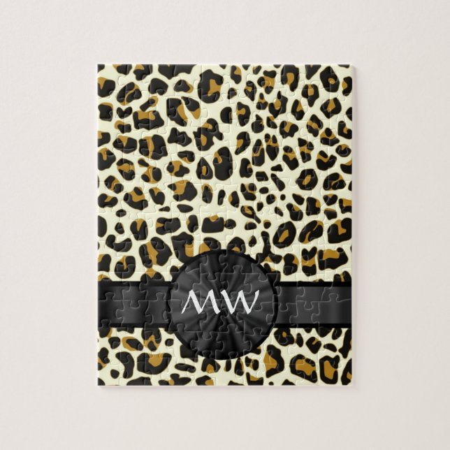 Monogram- och leopardtryck pussel (Vertikal)