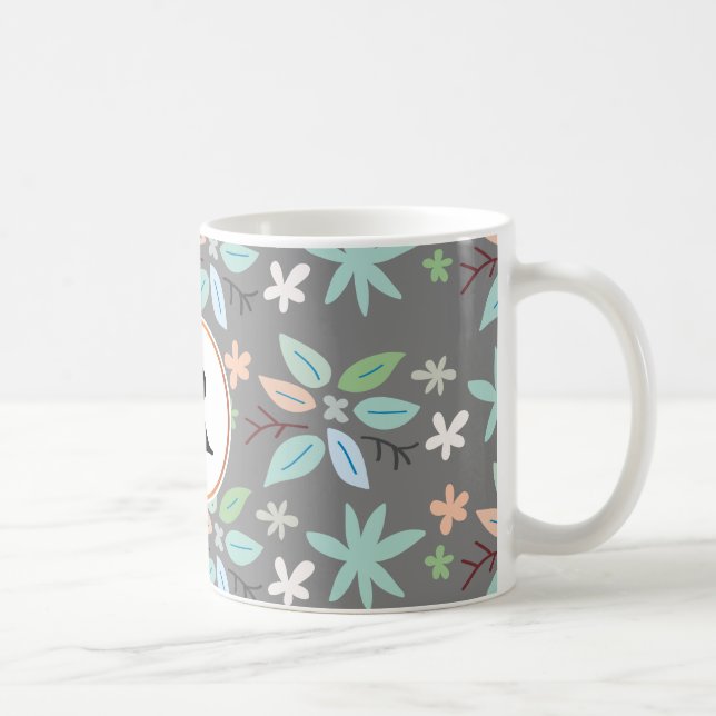 monogram och löv kaffemugg (Höger)