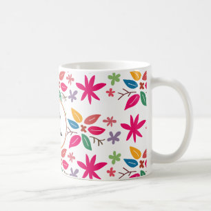 monogram och löv kaffemugg