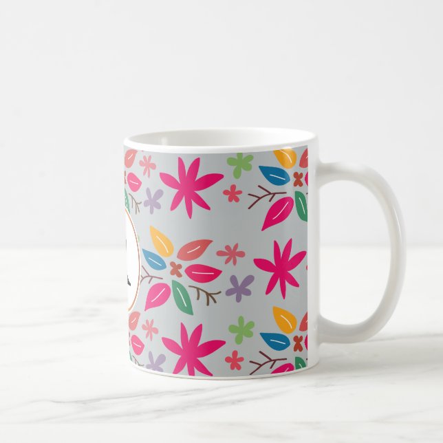 monogram och löv kaffemugg (Höger)