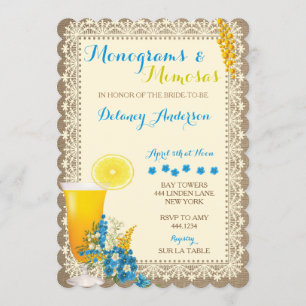 Monogram och Mimosas Inbjudningskort för möhippa