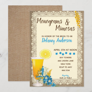 Monogram och Mimosas Inbjudningskort för möhippa