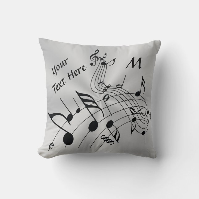 Monogram och Musik noter Text Kudde (Framsida)