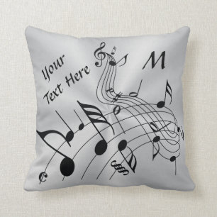 Monogram och Musik noter Text Kudde