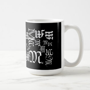 Monogram och Namn Blackletter Text Stil Kaffemugg