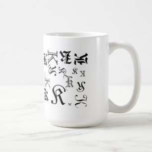 Monogram och Namn Blackletter Text Stil Kaffemugg