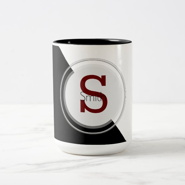 Monogram och Namn blockkaffe Mugg (Center)