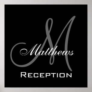 Monogram- och Namn-bröllopsmottagningsskylt Poster