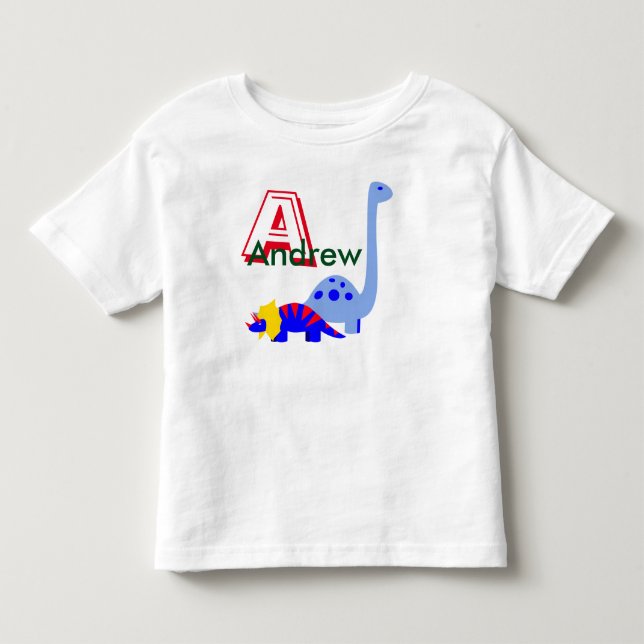 Monogram- och namn-dinosauriskjorta tee shirt (Framsida)