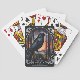 Monogram och namn Kråka akvarellstil Casinokort