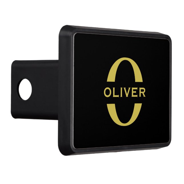 Monogram och Namn, svart och Guld Personlig Dragkroksskydd (Höger)