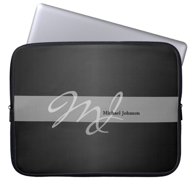 Monogram- och namndesign laptop sleeve (Framsidan)
