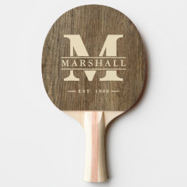 Monogram och namnöverlägg i hickoryträ pingisracket