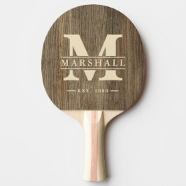 Monogram och namnöverlägg i hickoryträ pingisracket