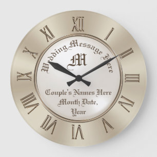 Monogram och Personlig Wall Clock Bröllop Gift Stor Klocka