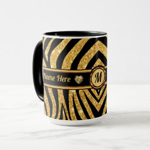 Monogram och Personlig, Zebra tryck Mugg
