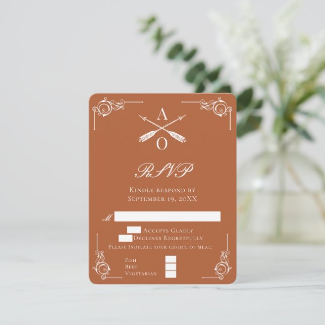 Monogram- och pilkort för bränd Orange OSA Kort (Stående Fram)