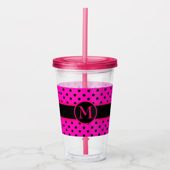 Monogram och Polka dots Take Away Mugg (Framsida)