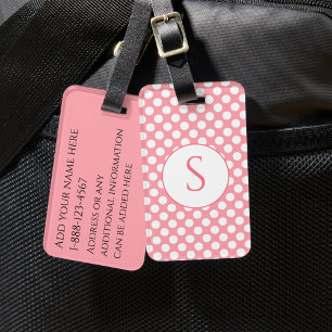 Monogram och prickar i klara färger bagagebricka
