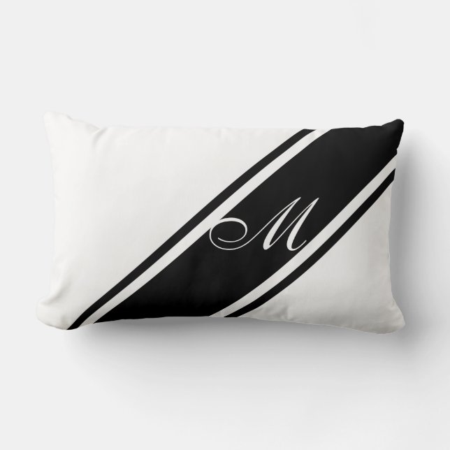 Monogram och randar lumbarkudde (Framsida)