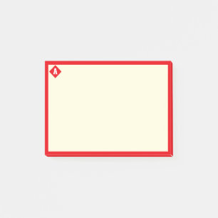 Monogram och röd ram på elfenben post-it block