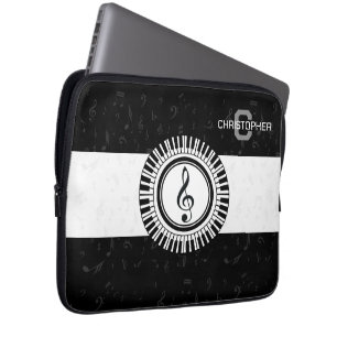 Monogram och treble clef namn i piano nycklar laptop fodral
