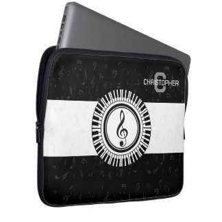Monogram och treble clef namn i piano nycklar laptop fodral