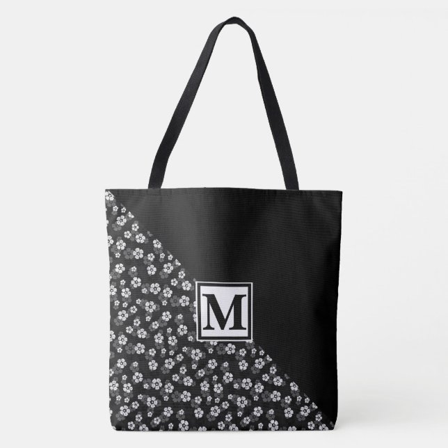 Monogram och tusenskönor tygkasse (Framsida)