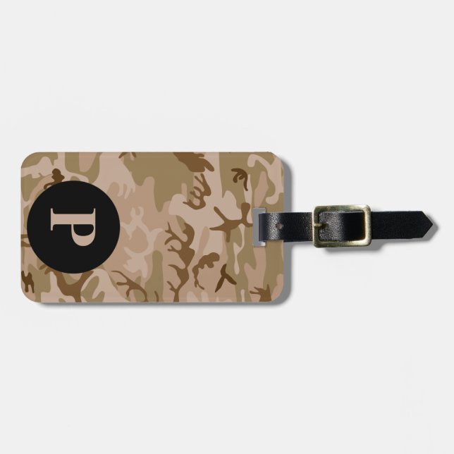Monogram Öken Militär Kamouflage Kamouflage Cirkel Bagagebricka (Horisontell Framsida)