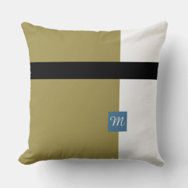 Monogram Oliv grönt Färg blockerad Kudde