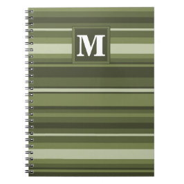 Monogram oliv grönt rand anteckningsbok