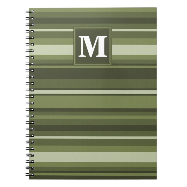 Monogram oliv grönt rand anteckningsbok (Framsidan)