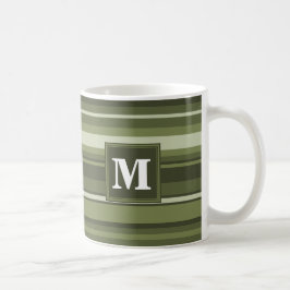 Monogram oliv grönt rand kaffemugg