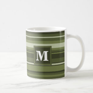 Monogram oliv grönt rand kaffemugg