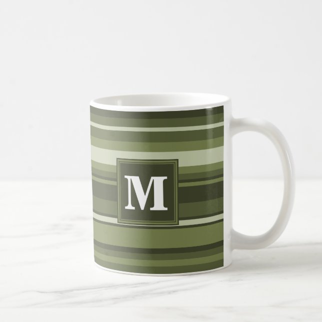 Monogram oliv grönt rand kaffemugg (Höger)