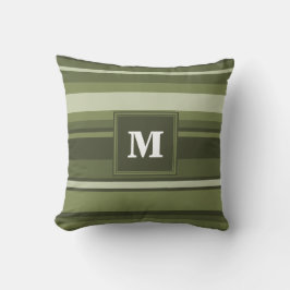 Monogram oliv grönt rand kudde