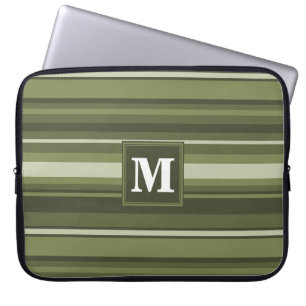 Monogram oliv grönt rand laptop sleeve
