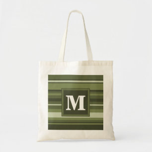 Monogram oliv grönt rand tygkasse