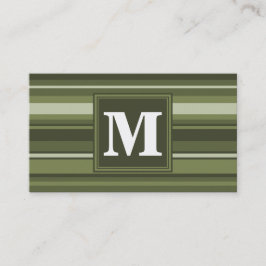 Monogram oliv grönt rand visitkort