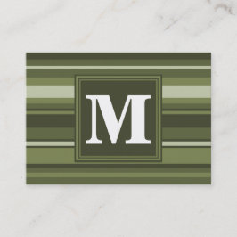Monogram oliv grönt rand visitkort