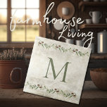 Monogram Olive & Grenar Rustic Personlig Kakelplatta<br><div class="desc">Rustiska vattenfärgade olivoljefärgar av grenar. Anpassa med ditt familjemonogram. Blanda och matcha med andra plattor för att skapa perfektens utseende. 100 % kundtillfredsställelse med "Zazzle" varje dag.</div>