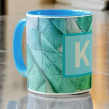 Monogram ombre blue teal grönt nautisk abstrakt