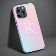 Monogram Ombre Holography Rosa Girly Personlig