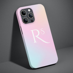 Monogram Ombre Holography Rosa Girly Personlig