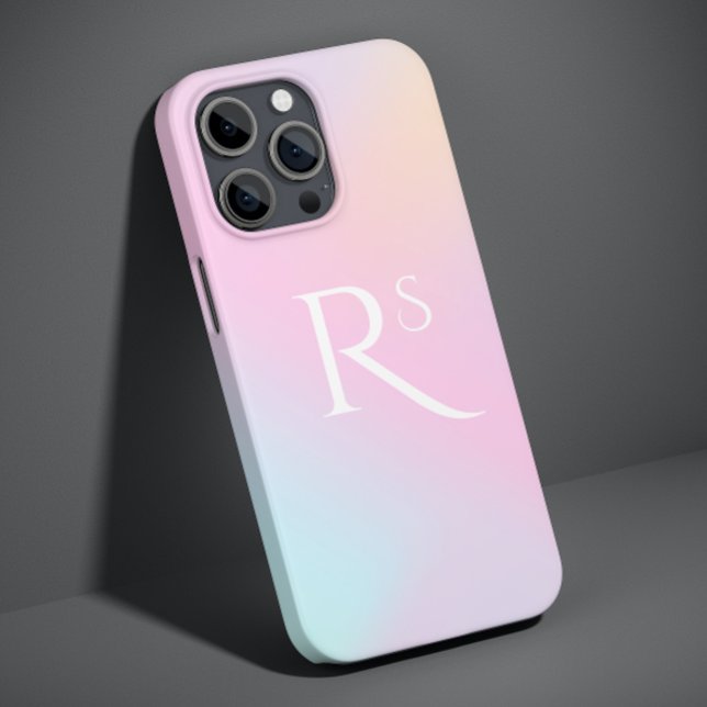 Monogram Ombre Holography Rosa Girly Personlig (Skapare uppladdad)