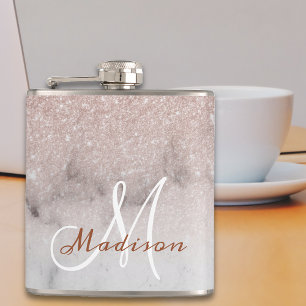Monogram Ombre Ro Guld Marble Glitter Fickplunta